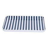 Fruit Tray Blue White Stripe Melamine Safe Environmentally Friendly Colourfast Dessert Platter for Restaurant - Side View