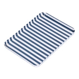 Fruit Tray Blue White Stripe Melamine Safe Environmentally Friendly Colourfast Dessert Platter for Restaurant - 45-Degree Angle