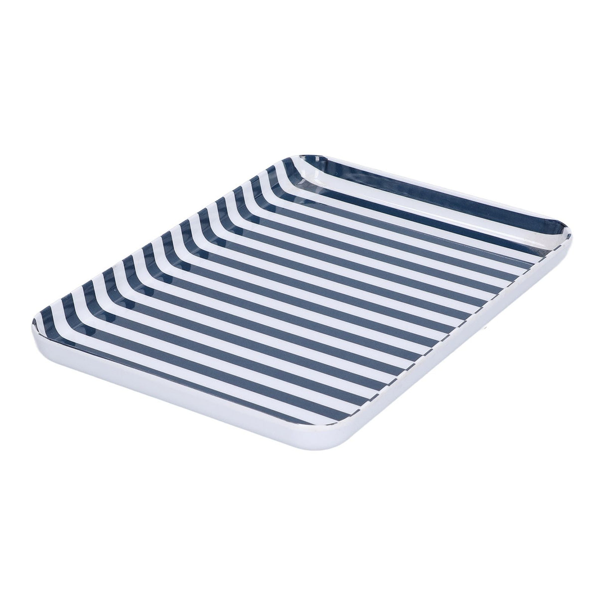 Fruit Tray Blue White Stripe Melamine Safe Environmentally Friendly Colourfast Dessert Platter for Restaurant