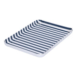 Fruit Tray Blue White Stripe Melamine Safe Environmentally Friendly Colourfast Dessert Platter for Restaurant