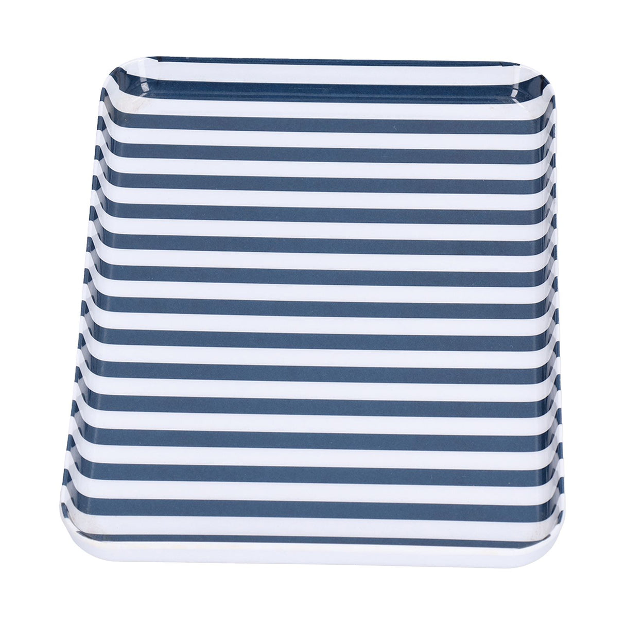 Fruit Tray Blue White Stripe Melamine Safe Environmentally Friendly Colourfast Dessert Platter for Restaurant