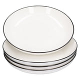 4Pcs Ceramic Dinner Plates Set Black Line Tableware 8 Inch Round Plate for Salads Steak Plate