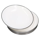 4Pcs Ceramic Dinner Plates Set Black Line Tableware 8 Inch Round Plate for Salads Steak Plate - Top-Down View