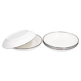 4Pcs Ceramic Dinner Plates Set Black Line Tableware 8 Inch Round Plate for Salads Steak Plate - 45-Degree Angle