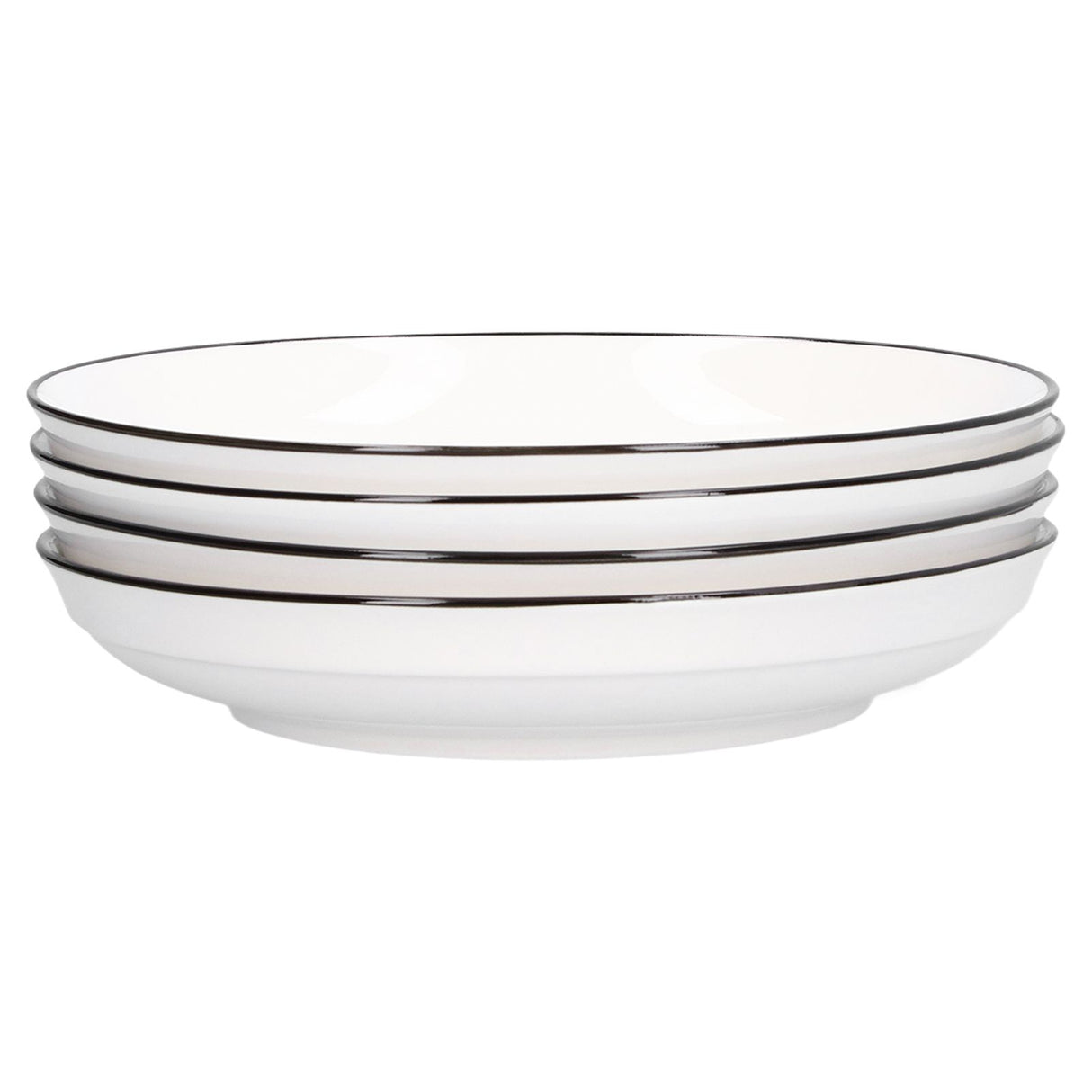 4Pcs Ceramic Dinner Plates Set Black Line Tableware 8 Inch Round Plate for Salads Steak Plate