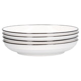 4Pcs Ceramic Dinner Plates Set Black Line Tableware 8 Inch Round Plate for Salads Steak Plate