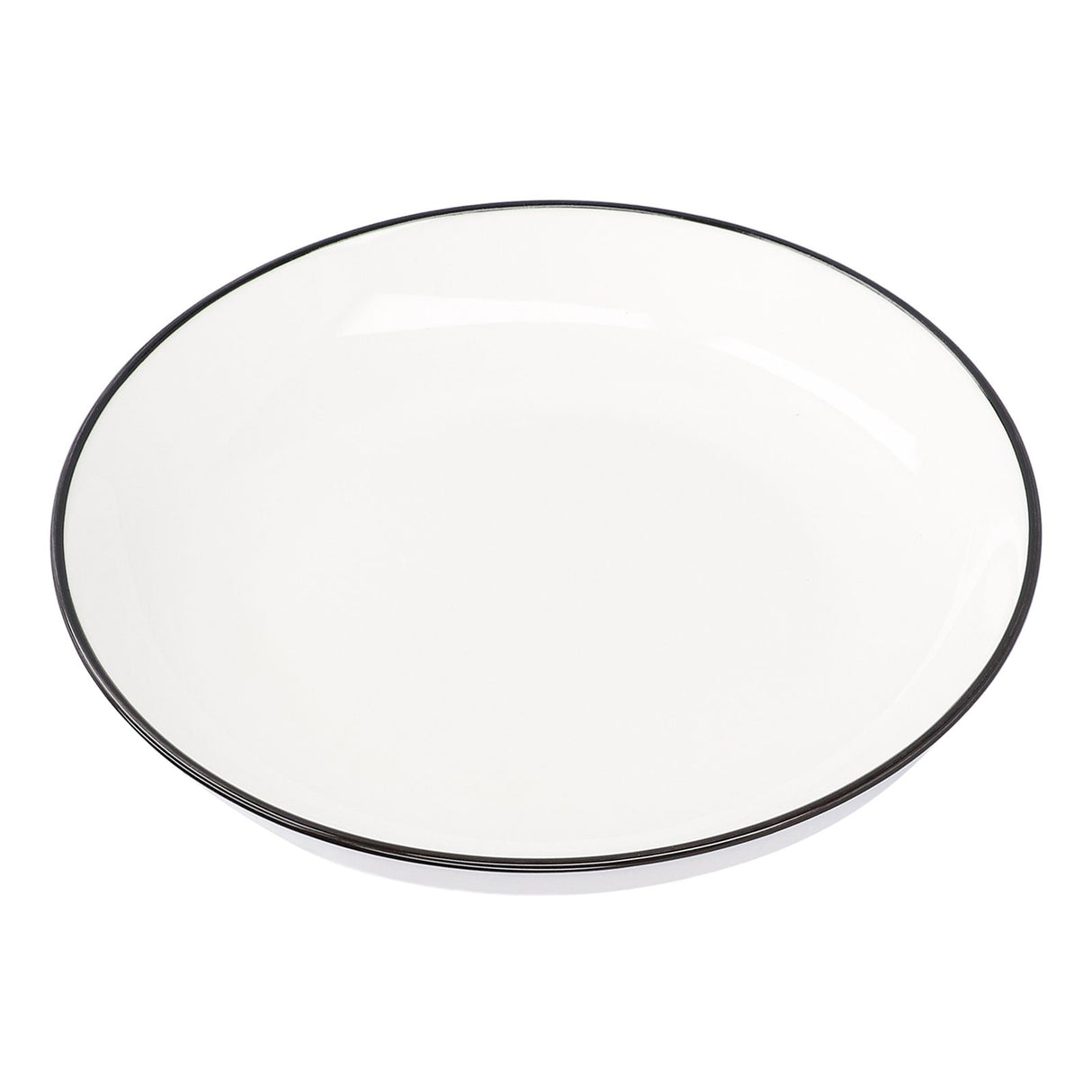 4Pcs Ceramic Dinner Plates Set Black Line Tableware 8 Inch Round Plate for Salads Steak Plate