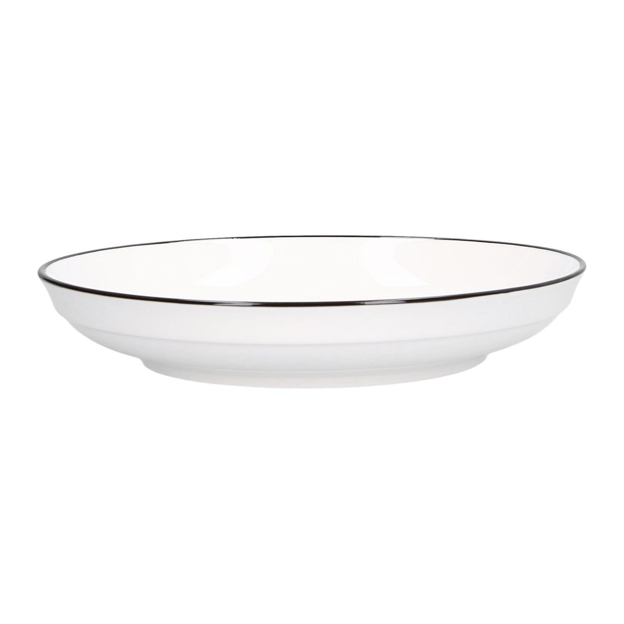 4Pcs Ceramic Dinner Plates Set Black Line Tableware 8 Inch Round Plate for Salads Steak Plate