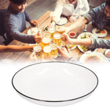4Pcs Ceramic Dinner Plates Set Black Line Tableware 8 Inch Round Plate for Salads Steak Plate