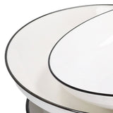 4Pcs Ceramic Dinner Plates Set Black Line Tableware 8 Inch Round Plate for Salads Steak Plate - Extra Image