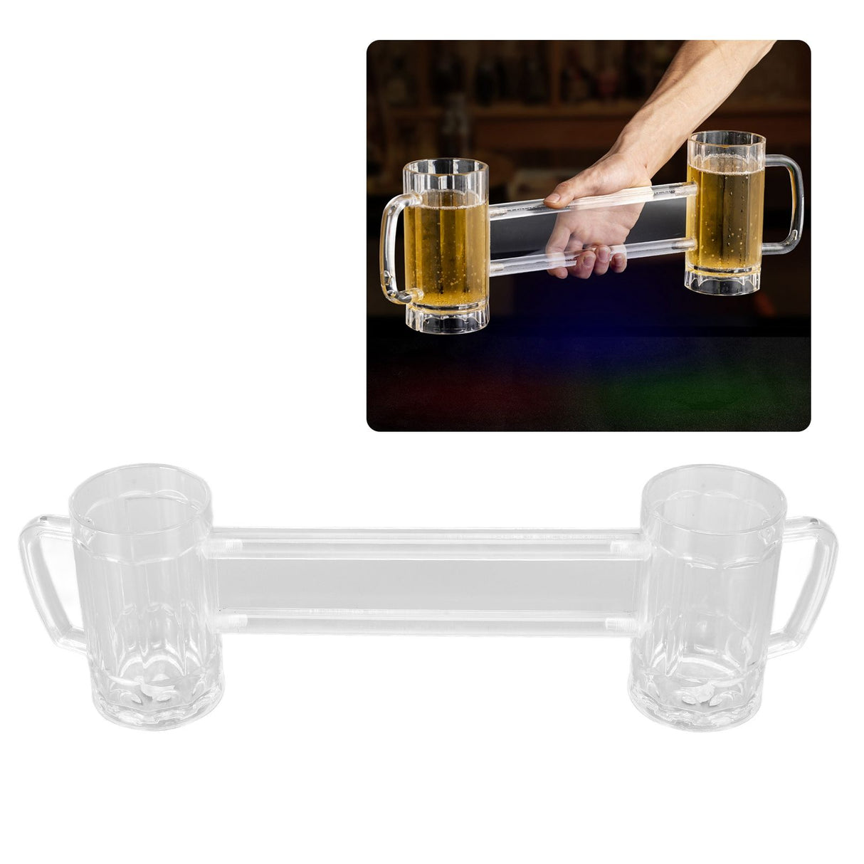 430ml Beer Mug Double Conjoined Beer Glass Drop Resistant Acrylic Beer Cup Bar KTV Beer Glass