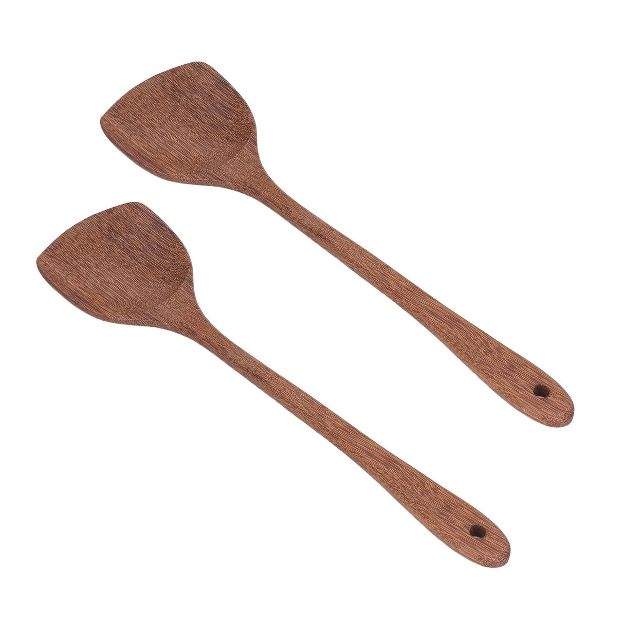 2pcs Wooden Spatula Household Hanging Long Handle Flat Wooden Spatula for Mixing and Turning38.5cm / 15.2in