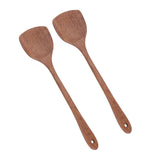 2pcs Wooden Spatula Household Hanging Long Handle Flat Wooden Spatula for Mixing and Turning38.5cm / 15.2in