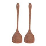 2pcs Wooden Spatula Household Hanging Long Handle Flat Wooden Spatula for Mixing and Turning38.5cm / 15.2in
