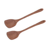 2pcs Wooden Spatula Household Hanging Long Handle Flat Wooden Spatula for Mixing and Turning38.5cm / 15.2in - Rear View
