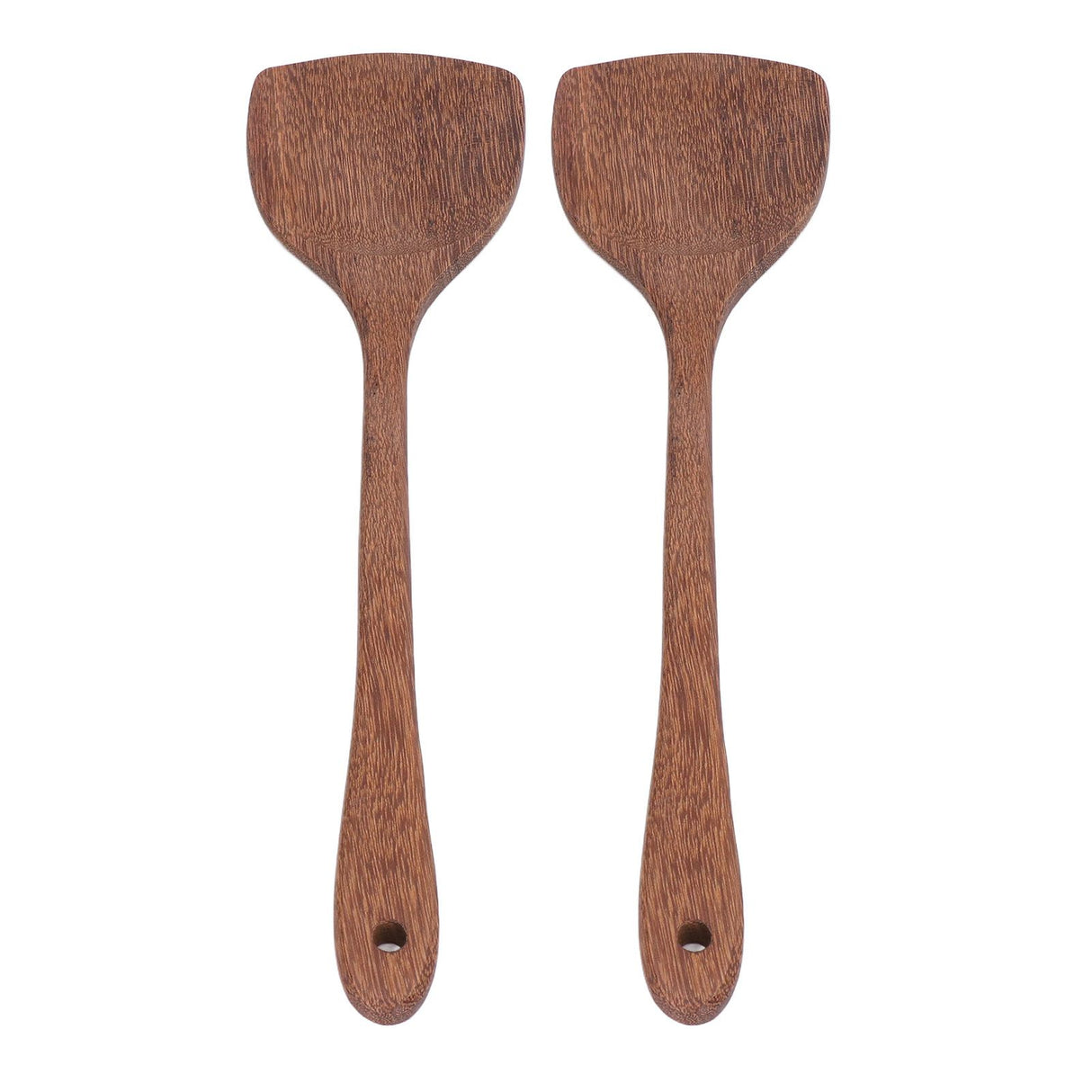 2pcs Wooden Spatula Household Hanging Long Handle Flat Wooden Spatula for Mixing and Turning38.5cm / 15.2in