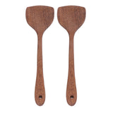 2pcs Wooden Spatula Household Hanging Long Handle Flat Wooden Spatula for Mixing and Turning38.5cm / 15.2in