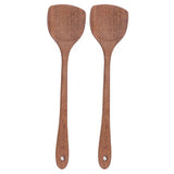 2pcs Wooden Spatula Household Hanging Long Handle Flat Wooden Spatula for Mixing and Turning38.5cm / 15.2in