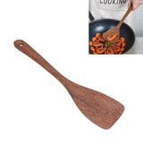 Natural Wood Long Handle Spatula Frying Spatula Round Hole Wall Mounted Kitchen UtensilOblique Spatula - Extra Image