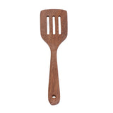 Natural Wood Long Handle Spatula Frying Spatula Round Hole Wall Mounted Kitchen UtensilLeak Spatula - Close-Up Angle
