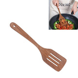 Natural Wood Long Handle Spatula Frying Spatula Round Hole Wall Mounted Kitchen UtensilLeak Spatula - Extra Image