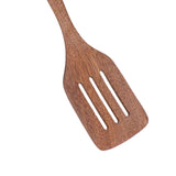 Natural Wood Long Handle Spatula Frying Spatula Round Hole Wall Mounted Kitchen UtensilLeak Spatula