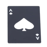 Bottle Opener Innovative Poker Card Shape Stainless Steel Wine Beer Caps Opener for Home Bar PartyBlack - Front View