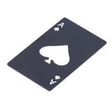 Bottle Opener Innovative Poker Card Shape Stainless Steel Wine Beer Caps Opener for Home Bar PartyBlack - Top-Down View