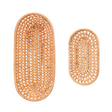 2pcs Bread Basket Handmade Rattan Storage Baskets for Bread Candy Biscuits Finger Food Fruit