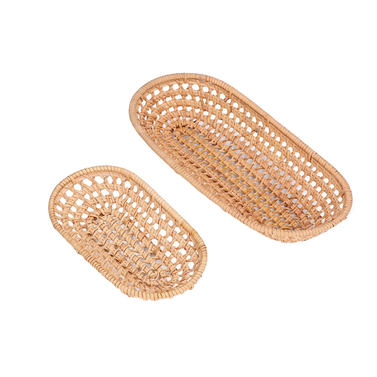 2pcs Bread Basket Handmade Rattan Storage Baskets for Bread Candy Biscuits Finger Food Fruit