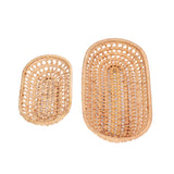2pcs Bread Basket Handmade Rattan Storage Baskets for Bread Candy Biscuits Finger Food Fruit - 45-Degree Angle