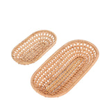 2pcs Bread Basket Handmade Rattan Storage Baskets for Bread Candy Biscuits Finger Food Fruit - Close-Up Angle