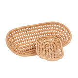 2pcs Bread Basket Handmade Rattan Storage Baskets for Bread Candy Biscuits Finger Food Fruit
