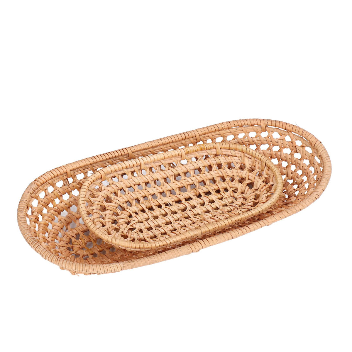 2pcs Bread Basket Handmade Rattan Storage Baskets for Bread Candy Biscuits Finger Food Fruit