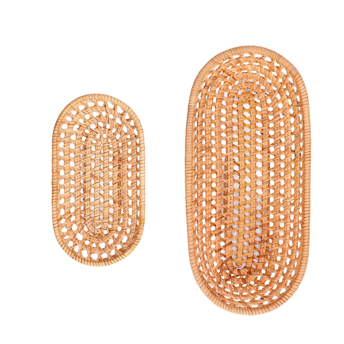 2pcs Bread Basket Handmade Rattan Storage Baskets for Bread Candy Biscuits Finger Food Fruit