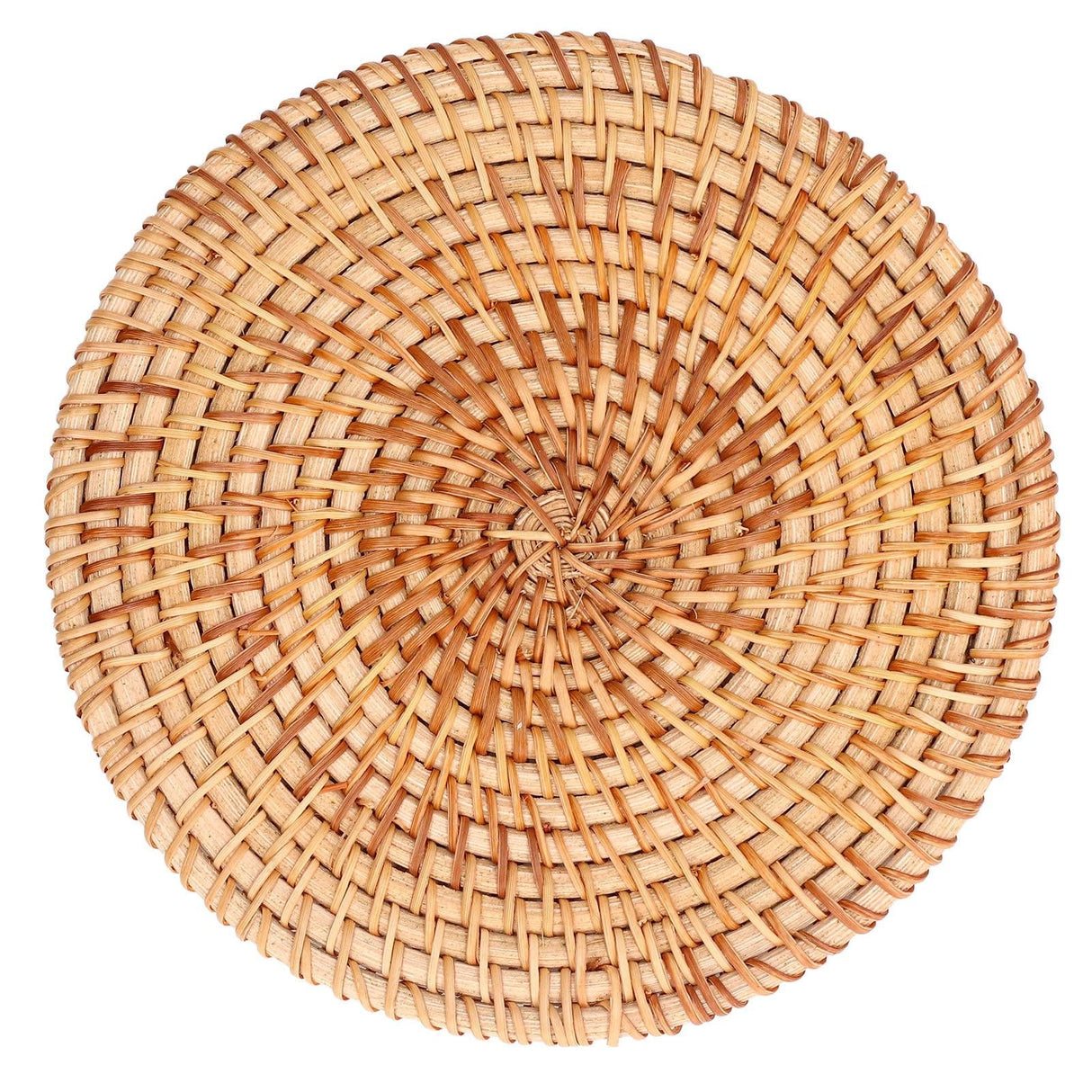 Woven Round Placemat Natural Rattan Braid Hot Insulation Placemat for Large Vessels Hot Dishes Pan Pot16cm / 6.3in