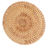 Woven Round Placemat Natural Rattan Braid Hot Insulation Placemat for Large Vessels Hot Dishes Pan Pot22cm / 8.7in