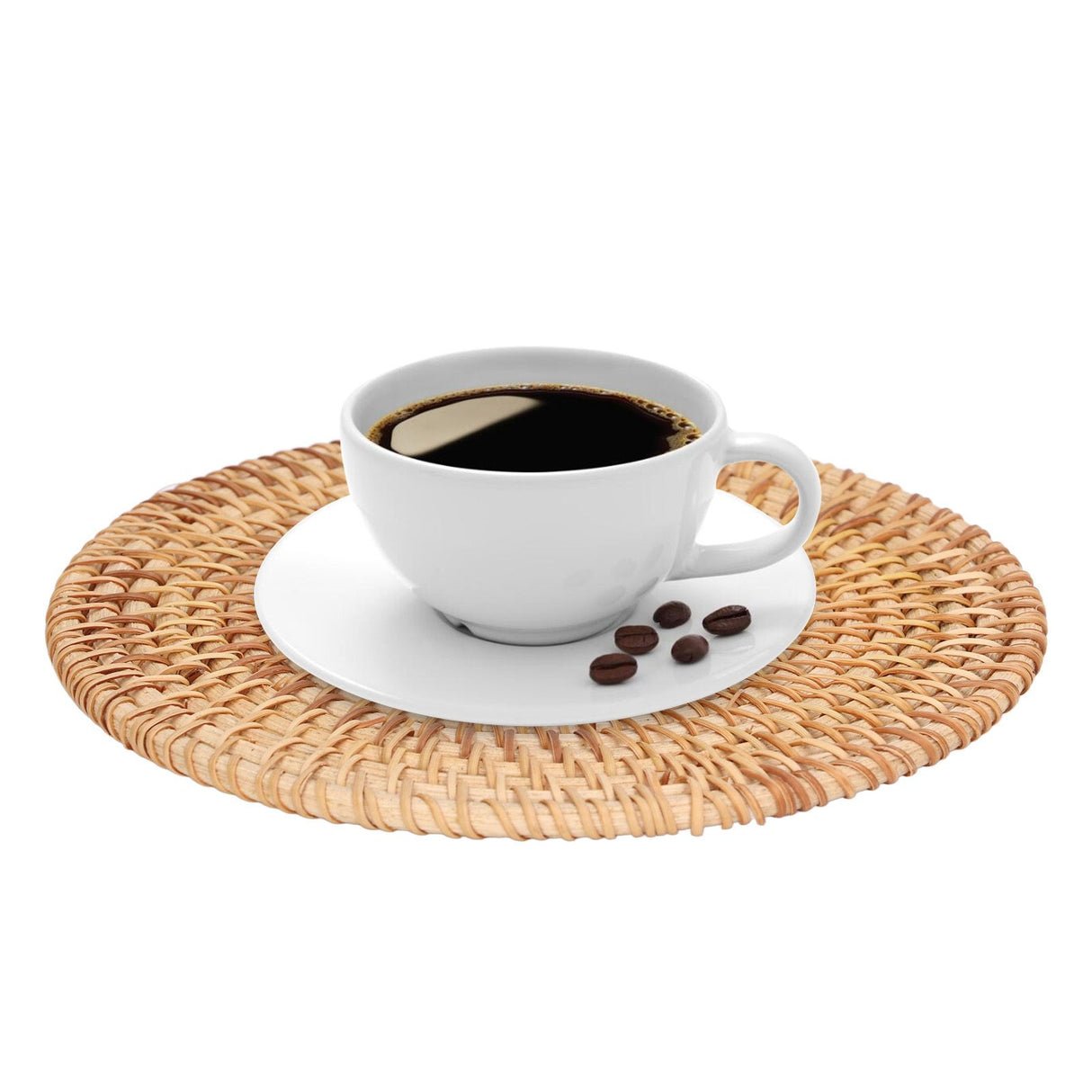 Woven Round Placemat Natural Rattan Braid Hot Insulation Placemat for Large Vessels Hot Dishes Pan Pot22cm / 8.7in