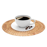 Woven Round Placemat Natural Rattan Braid Hot Insulation Placemat for Large Vessels Hot Dishes Pan Pot22cm / 8.7in - Extra Image