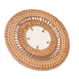 Blue and White Porcelain Coaster Round Woven Rattan Blue White Porcelain Cup Holder for Basil Cups Rattan Cups10cm/3.9in