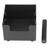 Coffee Knock Box Ground Waste Bin Container Stainless Steel Drawer Type Small Square Black - Close-Up Angle