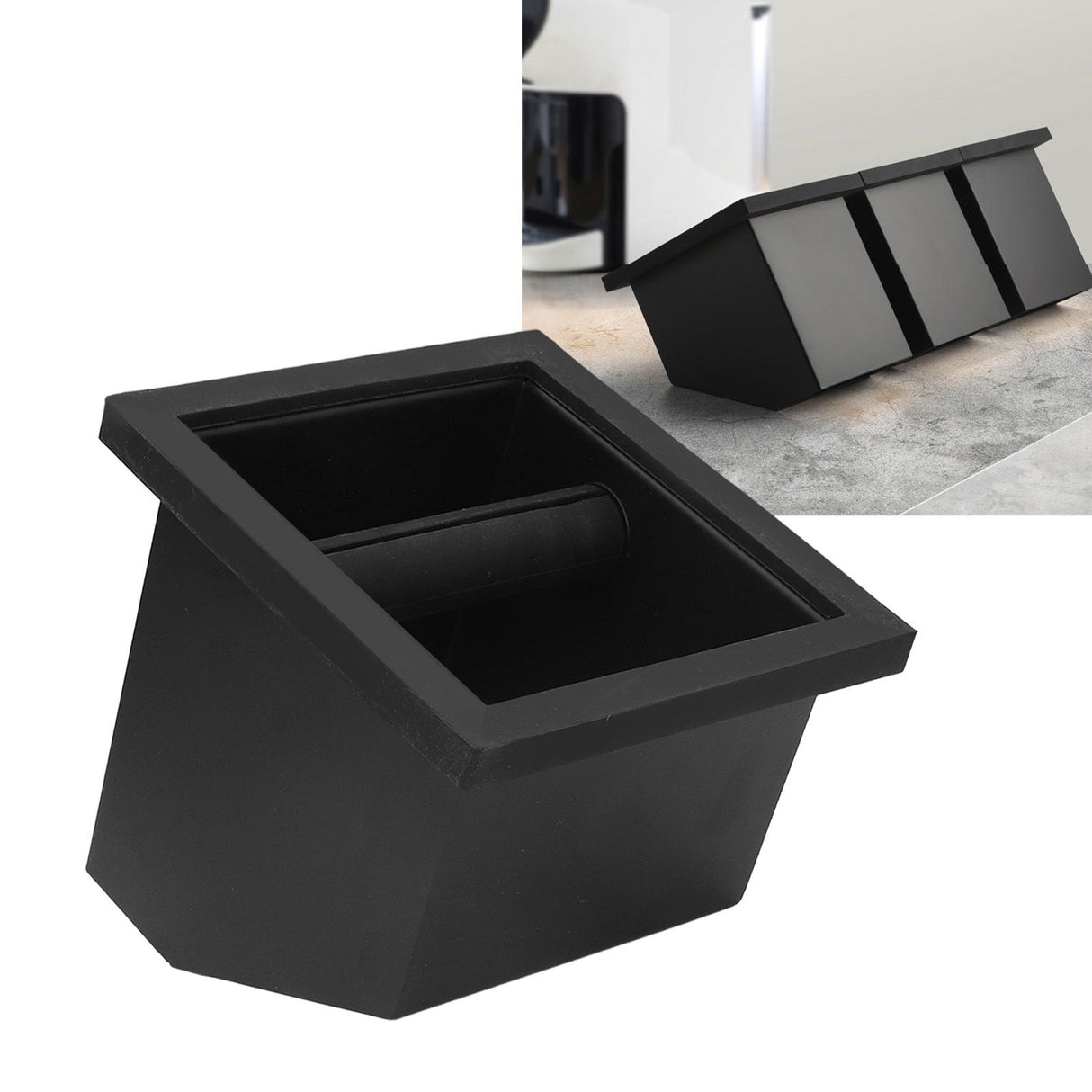 Coffee Knock Box Grounds Disposal Bin Bottomless Embedded Oblique Mouth Stainless Steel