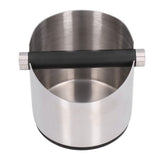 Coffee Grounds Bucket Stainless Steel Rubber Coffee Dump Bin for Home Restaurants BarsStainless Steel Small (FC‑04‑1) - Low Angle