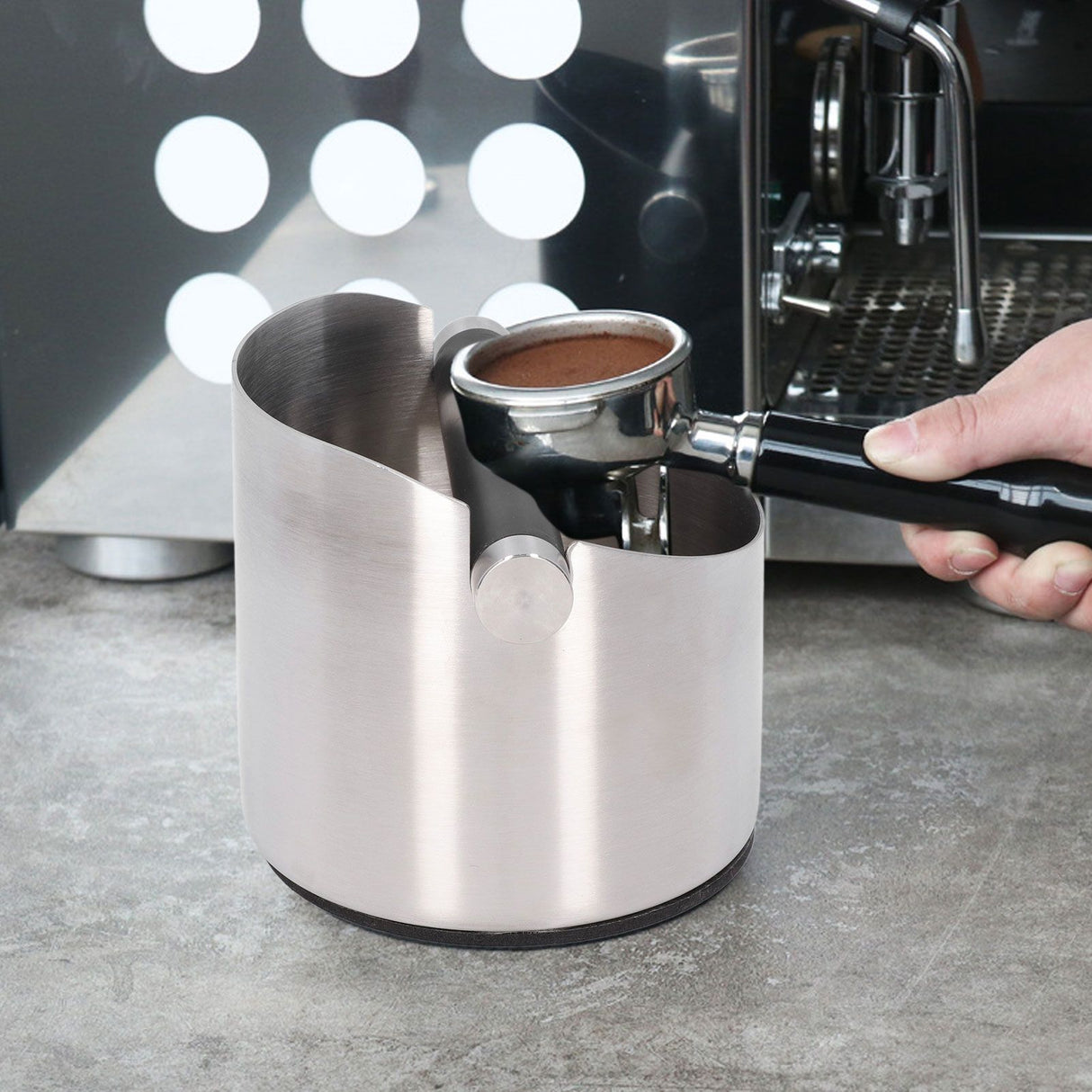 Coffee Grounds Bucket Stainless Steel Rubber Coffee Dump Bin for Home Restaurants BarsStainless Steel Small (FC‑04‑1)