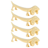 4Pcs Chopstick Rest Smoother Surfaces Reusable Cute Animal Design Gold Chopstick Rest for Home Restaurant PartyDachshund - Front View
