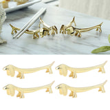 4Pcs Chopstick Rest Smoother Surfaces Reusable Cute Animal Design Gold Chopstick Rest for Home Restaurant PartyDachshund - Extra Image