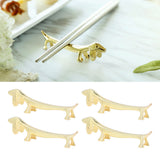 4Pcs Chopstick Rest Smoother Surfaces Reusable Cute Animal Design Gold Chopstick Rest for Home Restaurant PartyDachshund - Extra Image