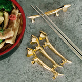 4Pcs Chopstick Rest Smoother Surfaces Reusable Cute Animal Design Gold Chopstick Rest for Home Restaurant PartyDachshund - Extra Image