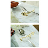 4Pcs Chopstick Rest Smoother Surfaces Reusable Cute Animal Design Gold Chopstick Rest for Home Restaurant PartyDachshund - Extra Image