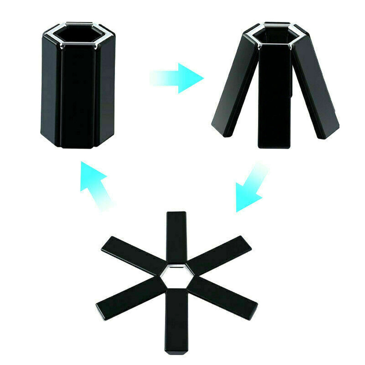 Foldable Trivets Heat Insulating Collapsible Pot Holder for Kitchen Dining Room Black